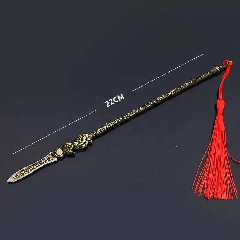 22cm Tiger Head Golden Spear Miniature | Ancient Weapon Replica
