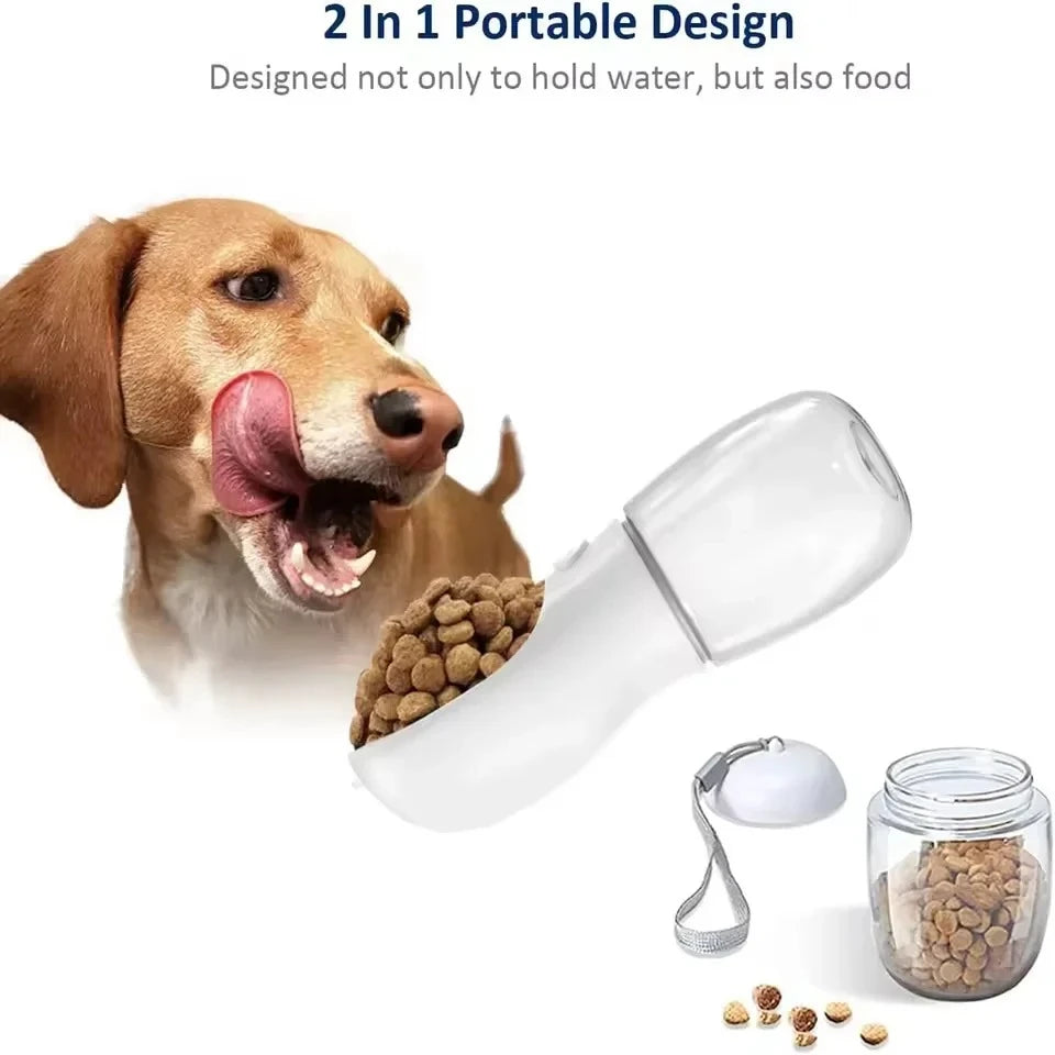 Portable 2-in-1 Dog Cat Water Bottle with Food Storage Container for Outdoor Travel Pet Feeding Pet Supplies Peaceful Pleasures Health and Wellness