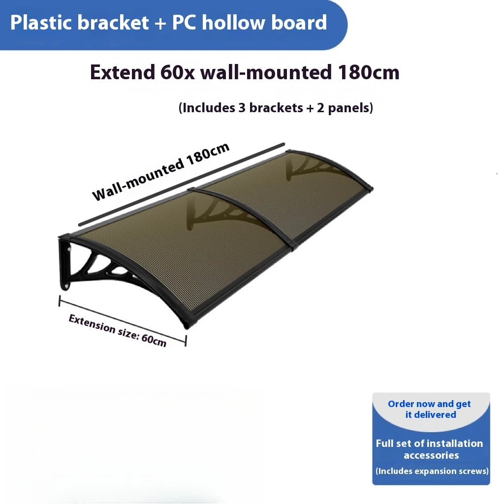 Good Clear Arched Polycarbonate Window Door Awning Shade Canopy Canopies Wall Mounted Roof Rain Shelter Front Door Peaceful Pleasures Health and Wellness Tea color 60 180