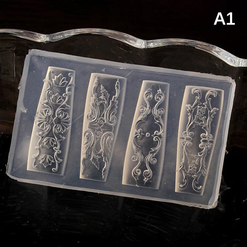 Nail Mold Silicone Retro Pattern Nail Art Decorations Baroque Style Relief Design Nail Art Template Stereoscopic Manicure Tools Peaceful Pleasures Health and Wellness A1
