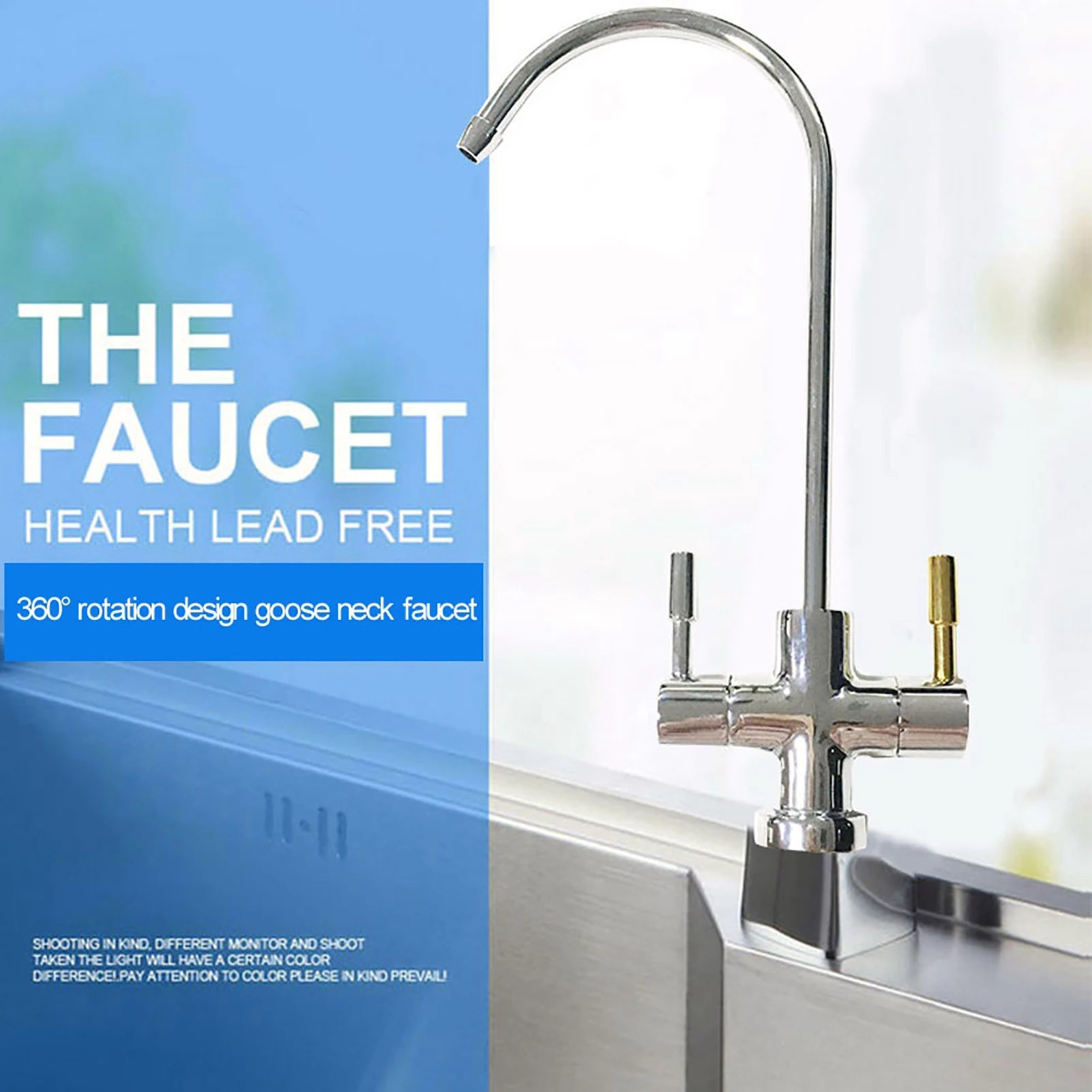 1/4'' Double Holes Sink Faucet Tap Chrome Reverse Osmosis RO Drinking Water Filter Double Holes Faucet Tap Drinking Water Filter Peaceful Pleasures Health and Wellness