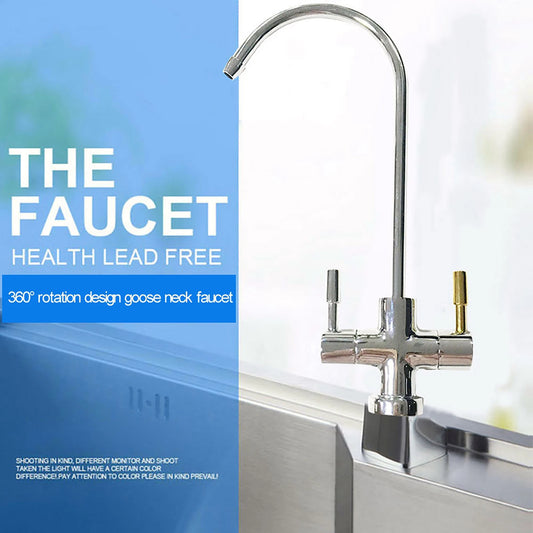 1/4'' Double Holes Sink Faucet Tap Chrome Reverse Osmosis RO Drinking Water Filter Double Holes Faucet Tap Drinking Water Filter Peaceful Pleasures Health and Wellness