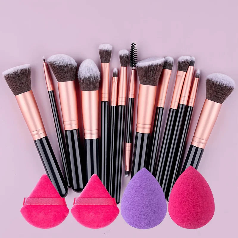 RUNTOIN 14-16 Pc Professional Makeup Brush Set | Face & Eye