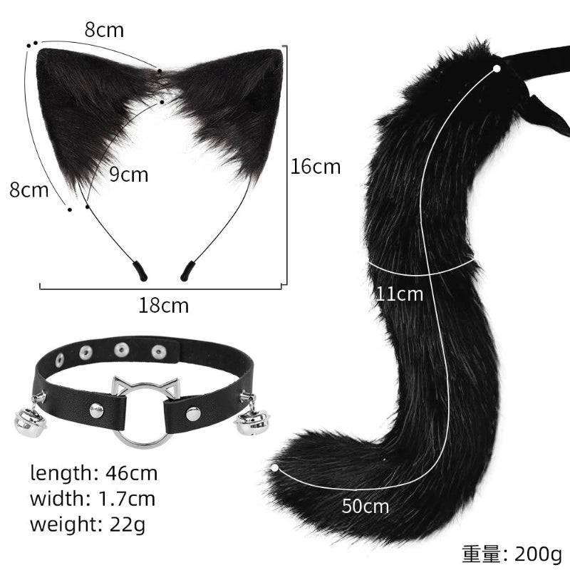 Cat Ear Headband Fox Tail Cosplay Set | Anime Beast Ears Cosplay Accessories Set Peaceful Pleasures Health and Wellness