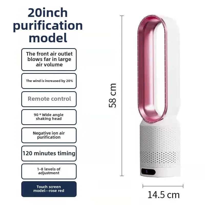 Leafless fan, household electric fan, no pages, silent air filter, circulating fan, bed head, floor standing desktop Peaceful Pleasures Health and Wellness 20 inch pink
