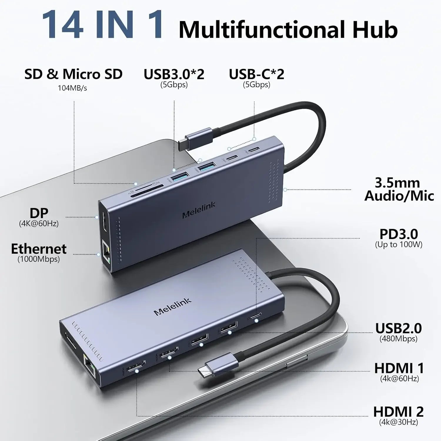 14-in-1 USB-C Docking Station with Triple Display Support, 4K HDMI, PD Charging & Ethernet Peaceful Pleasures Health and Wellness