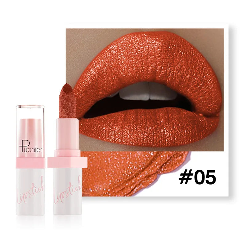 Pearl Diamond Metallic Lipstick – 10 Colors, Waterproof & Moisturising