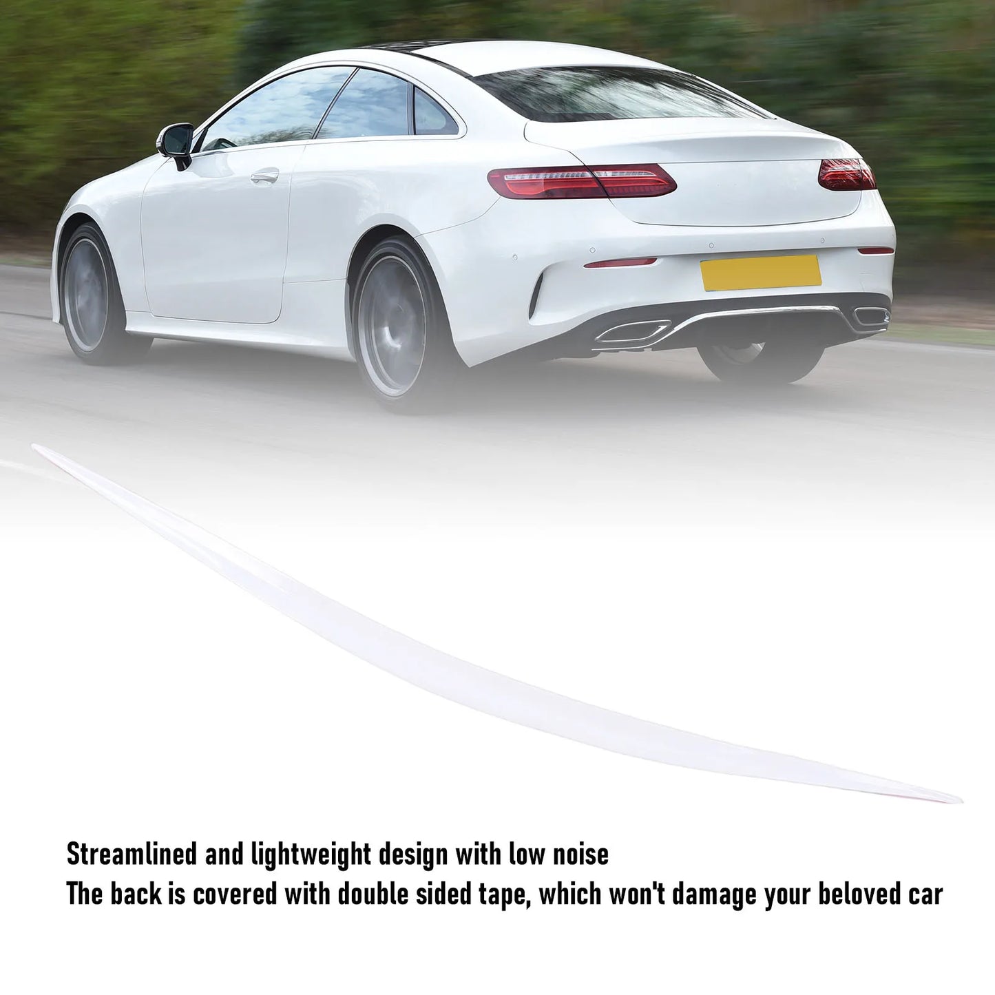 Universal 46in White Rubber Trunk Lip Spoiler | Adhesive Fit