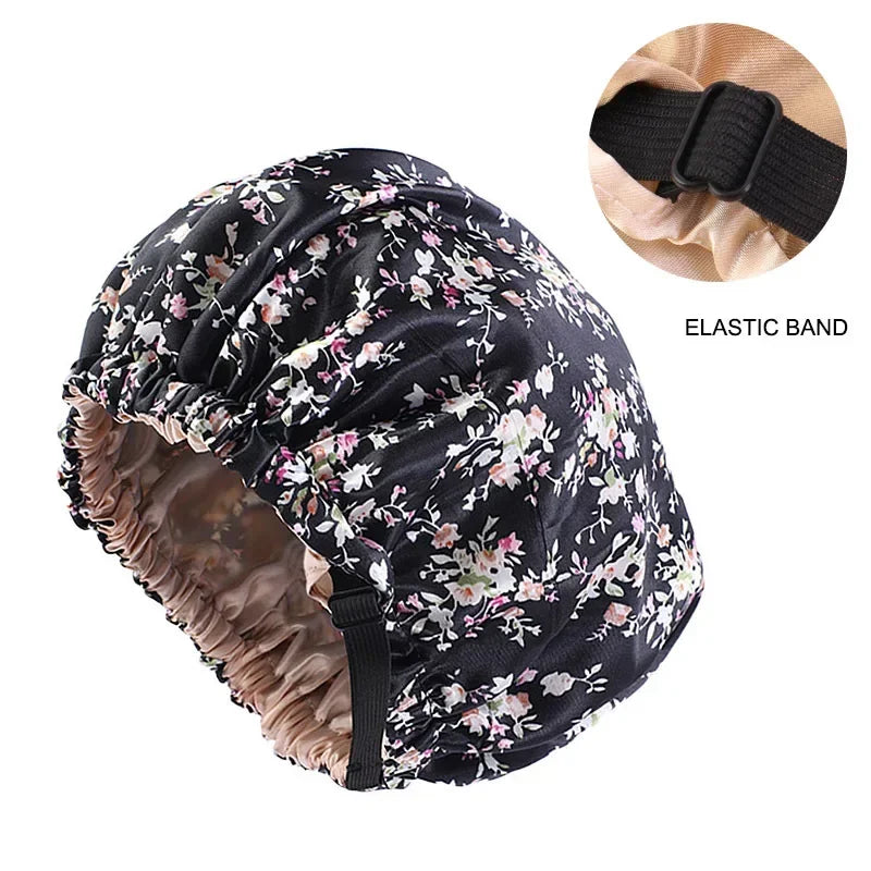 Double Layer Satin Sleep Bonnet | Adjustable Night Cap