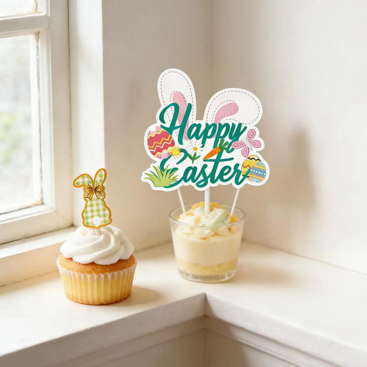 Easter Banner Bunny Egg Pattern Bunting Sign Easter Banners For Front Door For Farmhouse Mantle Fireplace Tree Wall Window Peaceful Pleasures Health and Wellness