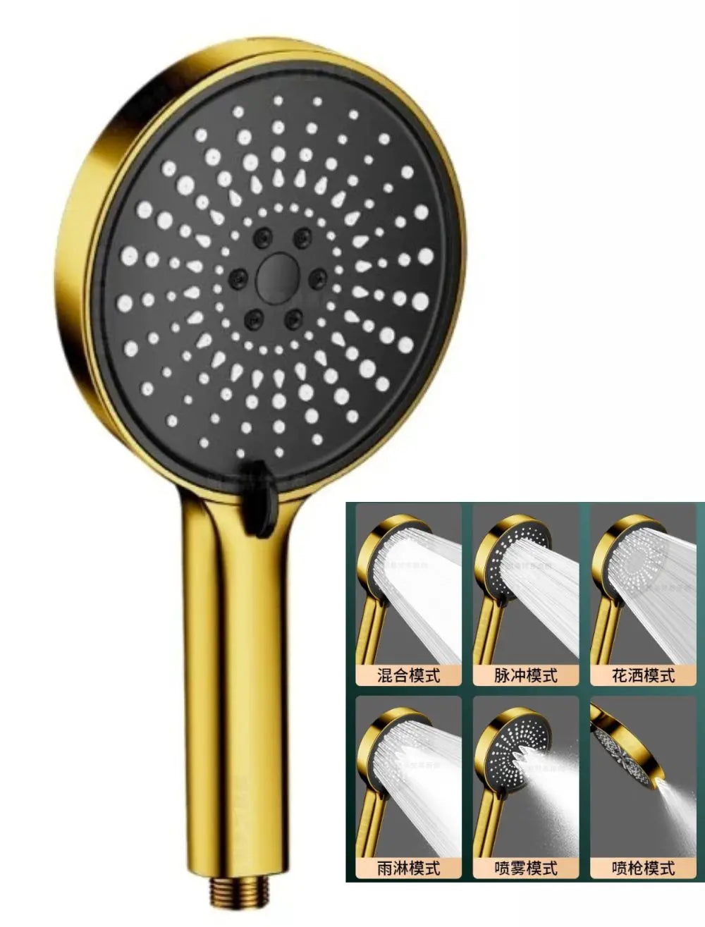 Gold Large Panel Handheld Shower Head | High-Pressure Water-Saving