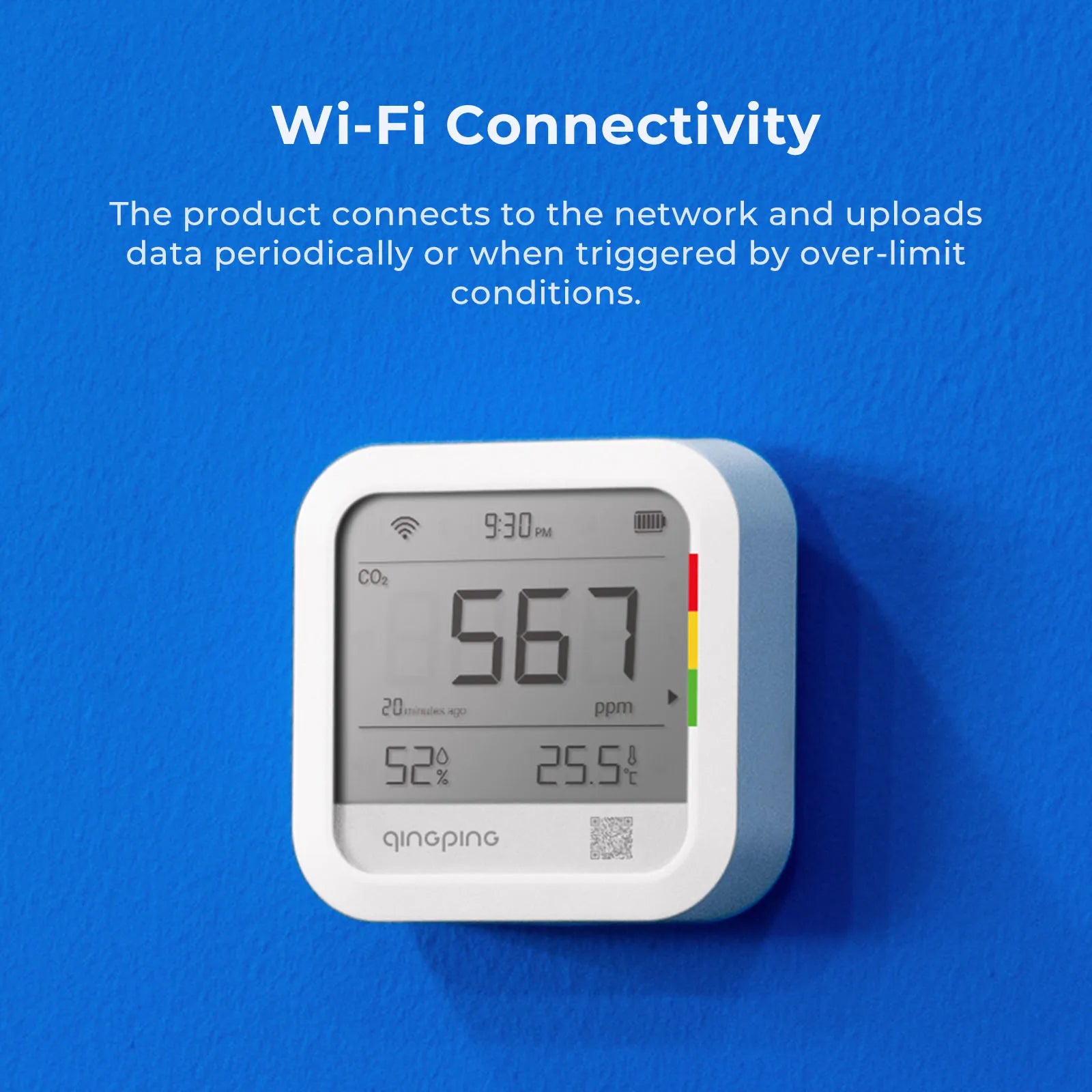 Qingping Meter Carbon Dioxide Detector WIFI CO2 Detetor Time Digital LCD Indoor Thermometer Hygrometer Qingping LoT Recharge Peaceful Pleasures Health and Wellness