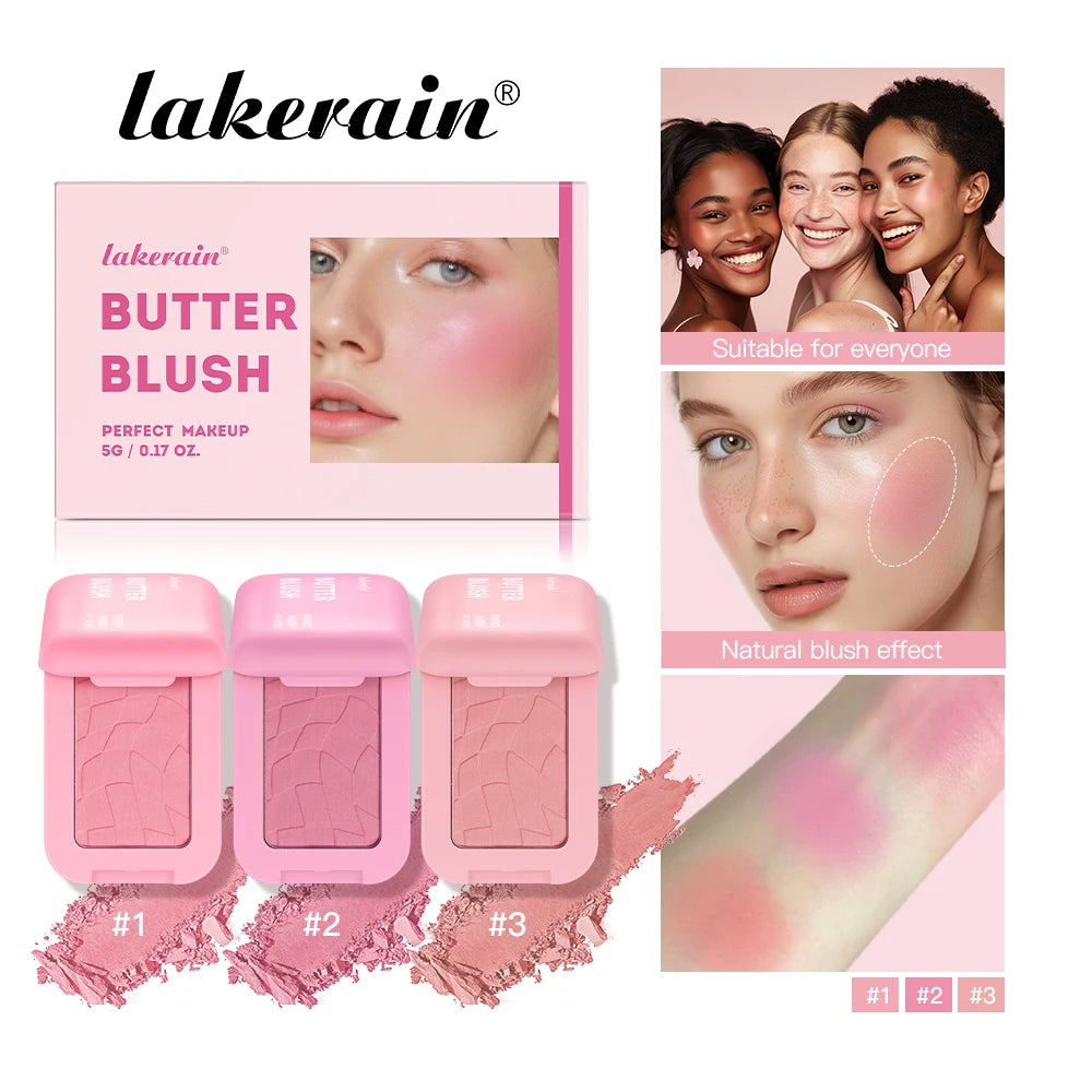Lakerain Butter Blush High Color Rendering Brightening Makeup Long-lasting Makeup Effect Waterproof Sweat-proof Butter Blush Peaceful Pleasures Health and Wellness
