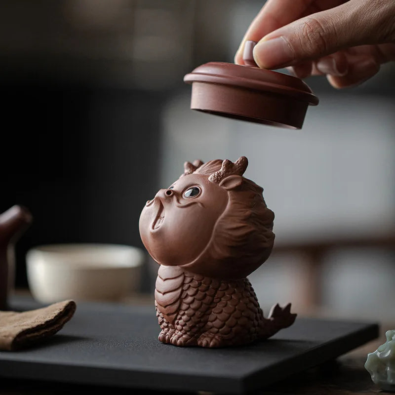 Tea Set Purple Clay Tea Pet Ornament Boutique Divine Beast The Twelve Chinese Zodiac Signs Dragon Tea Table Tea Stand Cover Tray Peaceful Pleasures Health and Wellness