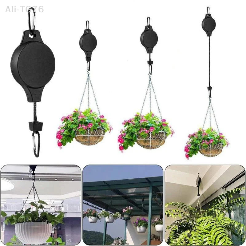 Adjustable Retractable Plant Pulley Hanger Hook | Pots & Baskets