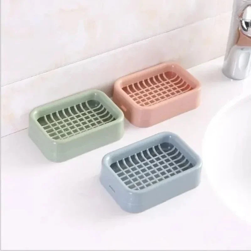 Home and daily necessities double-layer draining soap box, bathroom soap rack, soap drainage rack, bathroom storage small box Peaceful Pleasures Health and Wellness 3pcs