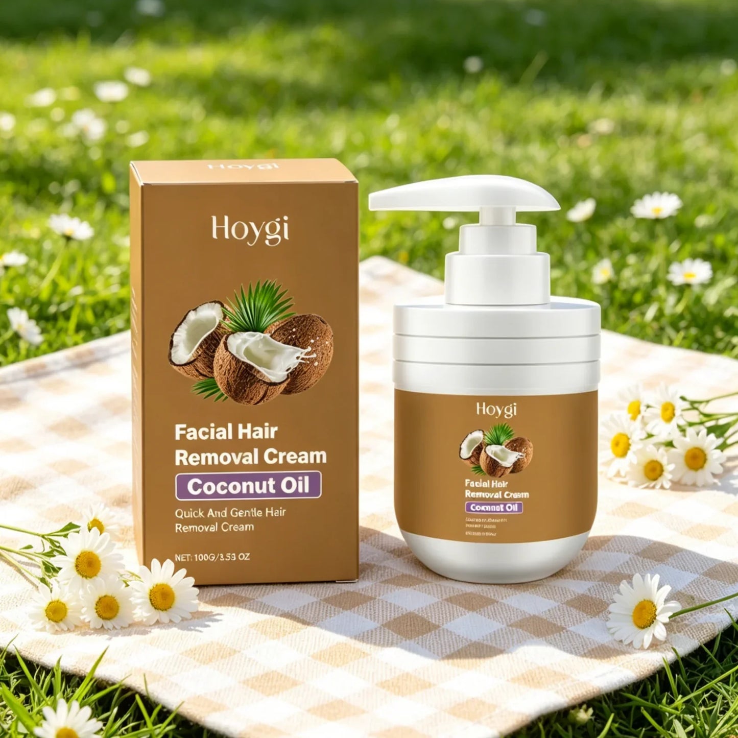 Hoygi Facial Hair Removal Cream – Coconut Oil, Painless