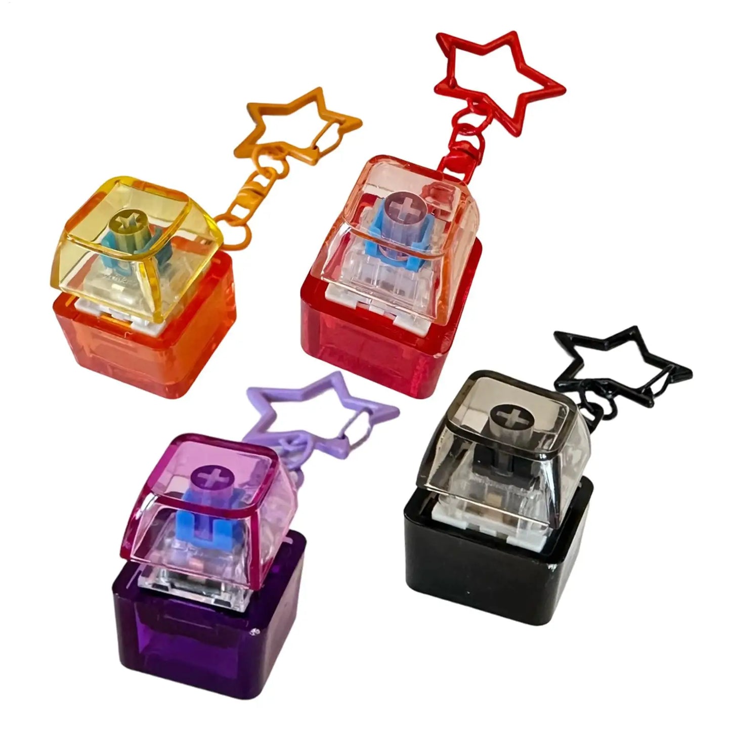 Light-Up Pentagram Mechanical Keyboard Fidget Keychain Toy