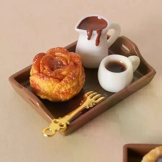 Miniature Coffee & Pastry Set | 1:12 Dollhouse Kitchen Accessory Dollhouse Miniature Set Peaceful Pleasures Health and Wellness