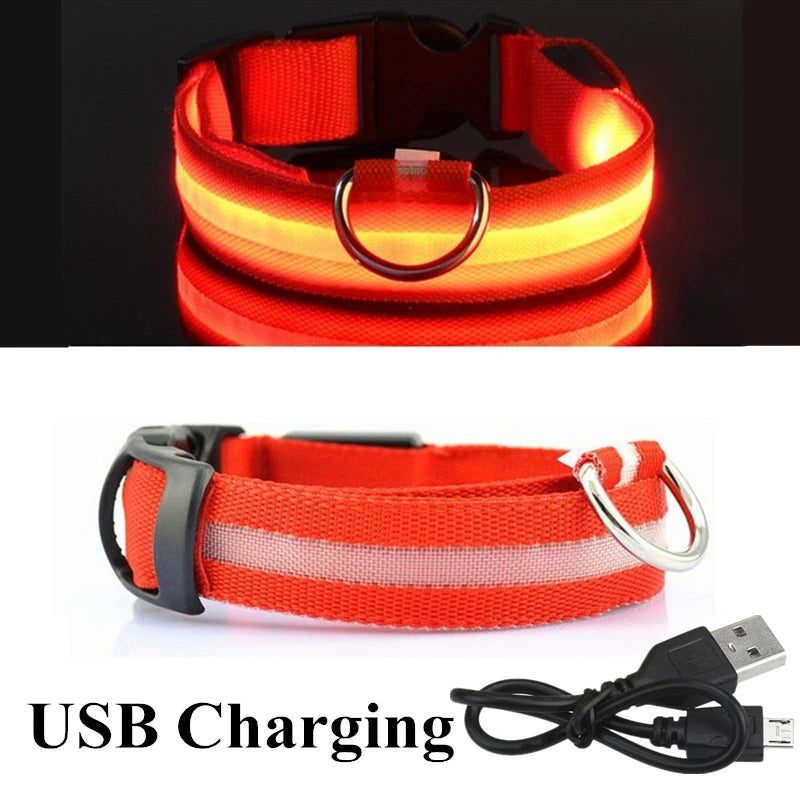 Colorful USB Rechargeable Pet Dog LED Glowing Collar Luminous Flashing Necklace Outdoor Walking Night Safety Supplies DC05 Peaceful Pleasures Health and Wellness