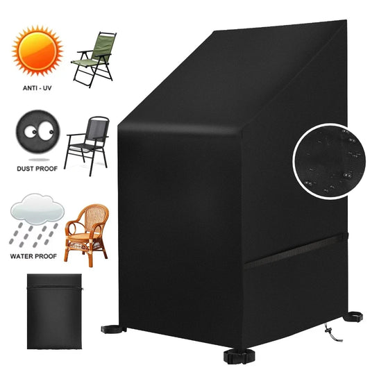 Waterproof Garden Stacking Chair Cover 210D Rain Snow Dust Wind-Proof Anti-UV Outdoor Yard Chair Cover Garden Furniture Cover Peaceful Pleasures Health and Wellness