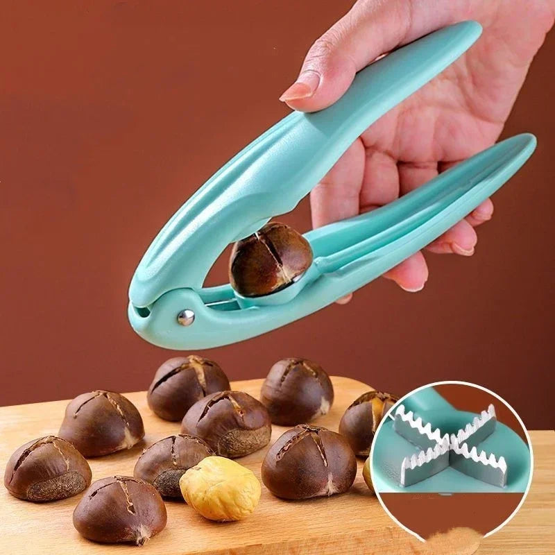 Stainless Steel Chestnut Clip Machine Nutcracker Opener Tool Nuts Walnut Cutter Sheller Multifunctional Chestnut Shelling Cutter Peaceful Pleasures Health and Wellness