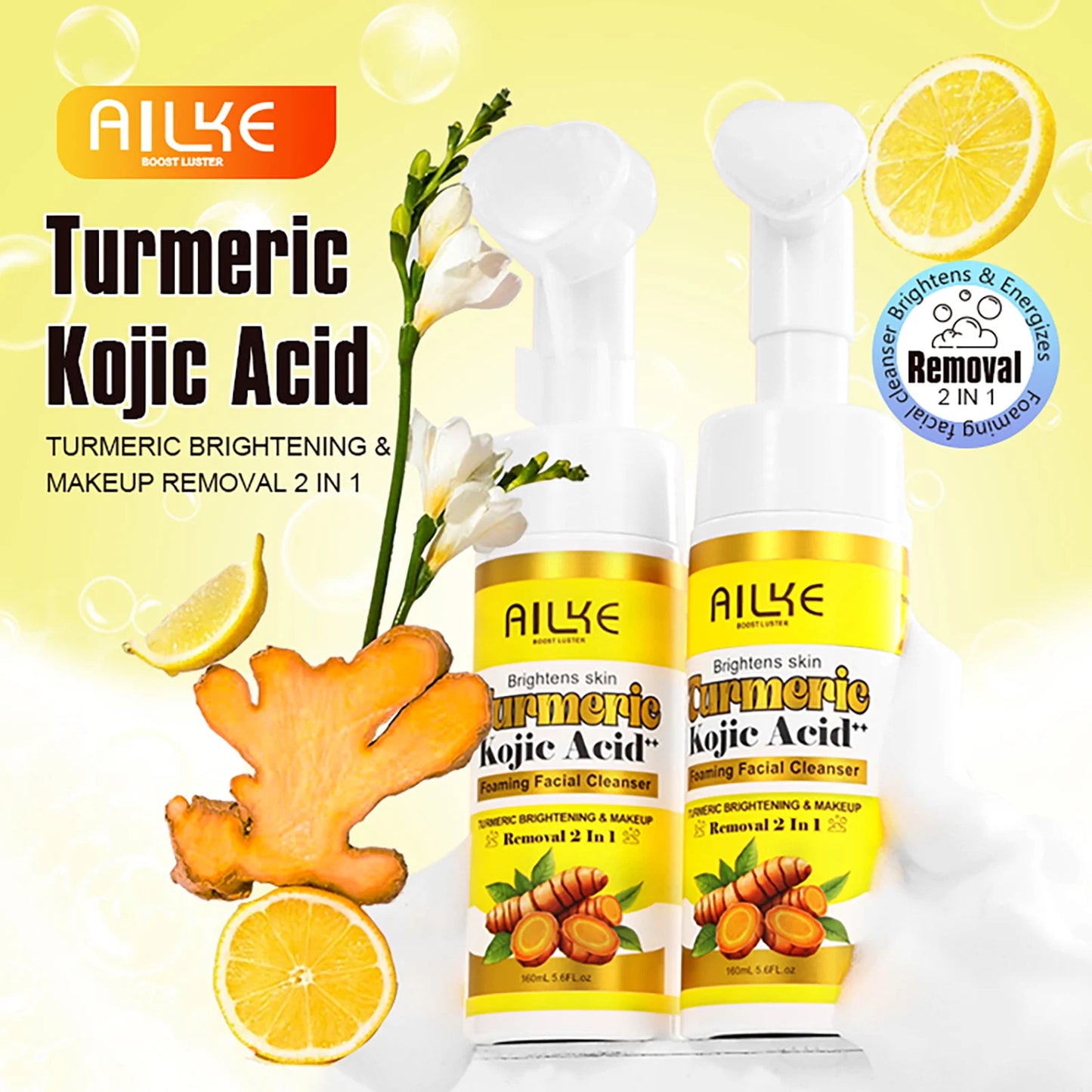 AILKE Brightening Foaming Cleanser – Turmeric & Kojic Acid 160ml