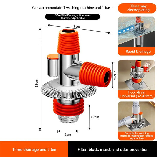 Anti-Odor Floor Drain Connector | Multi-Port Hose Adapter Floor Drain Adapter Oasis Select B3