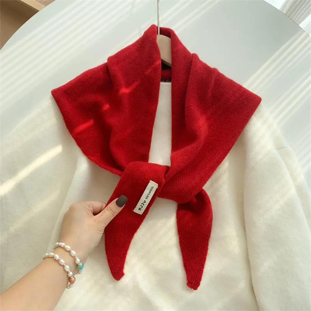 Korean Knit Triangle Scarf – Women's Warm Wool Neck Wrap Shawl Knitted Neck Scarf Peaceful Pleasures Health and Wellness