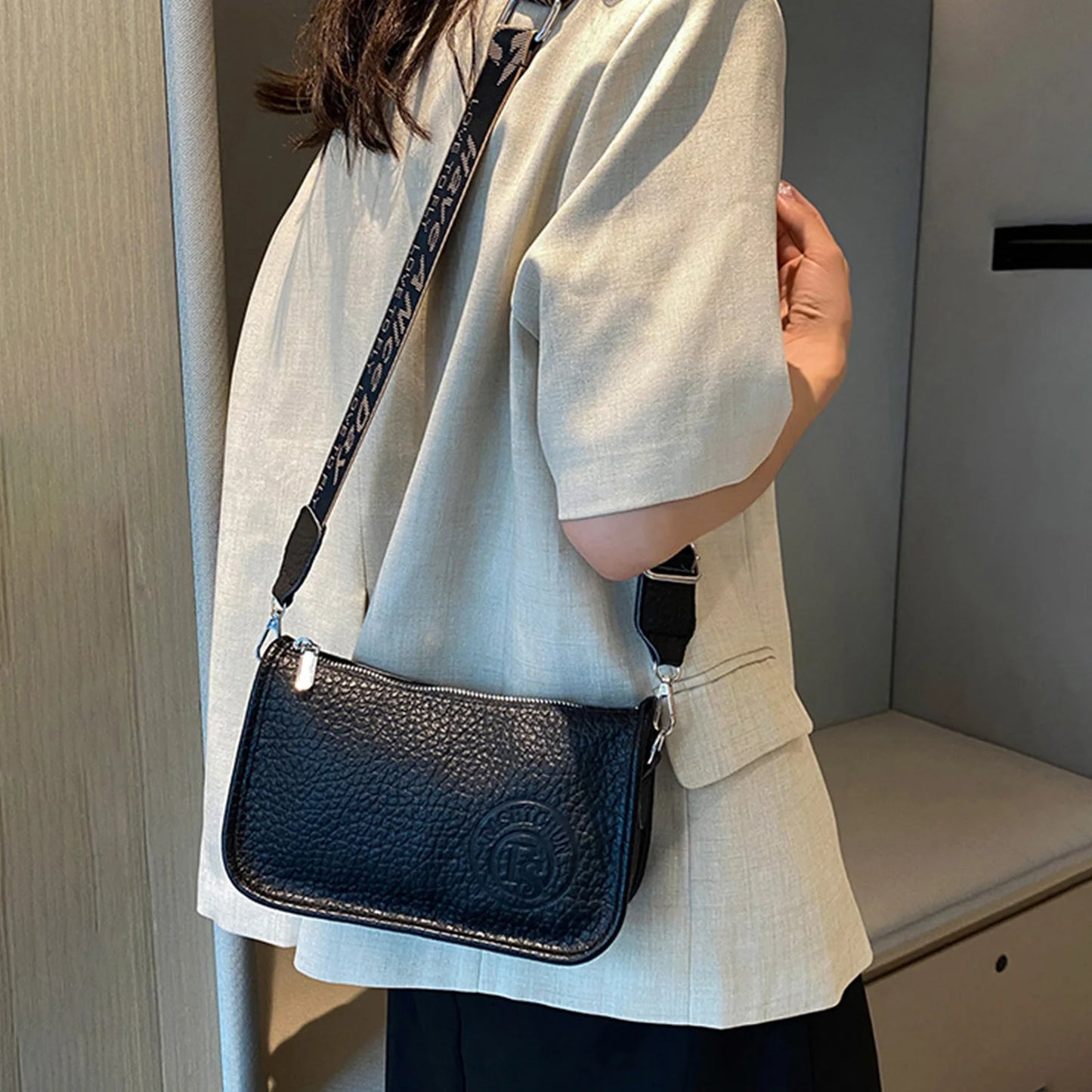 Women Bag Single Shoulder Large Capacity Crossbody PU Leather Tote for Daily Use Peaceful Pleasures Health and Wellness