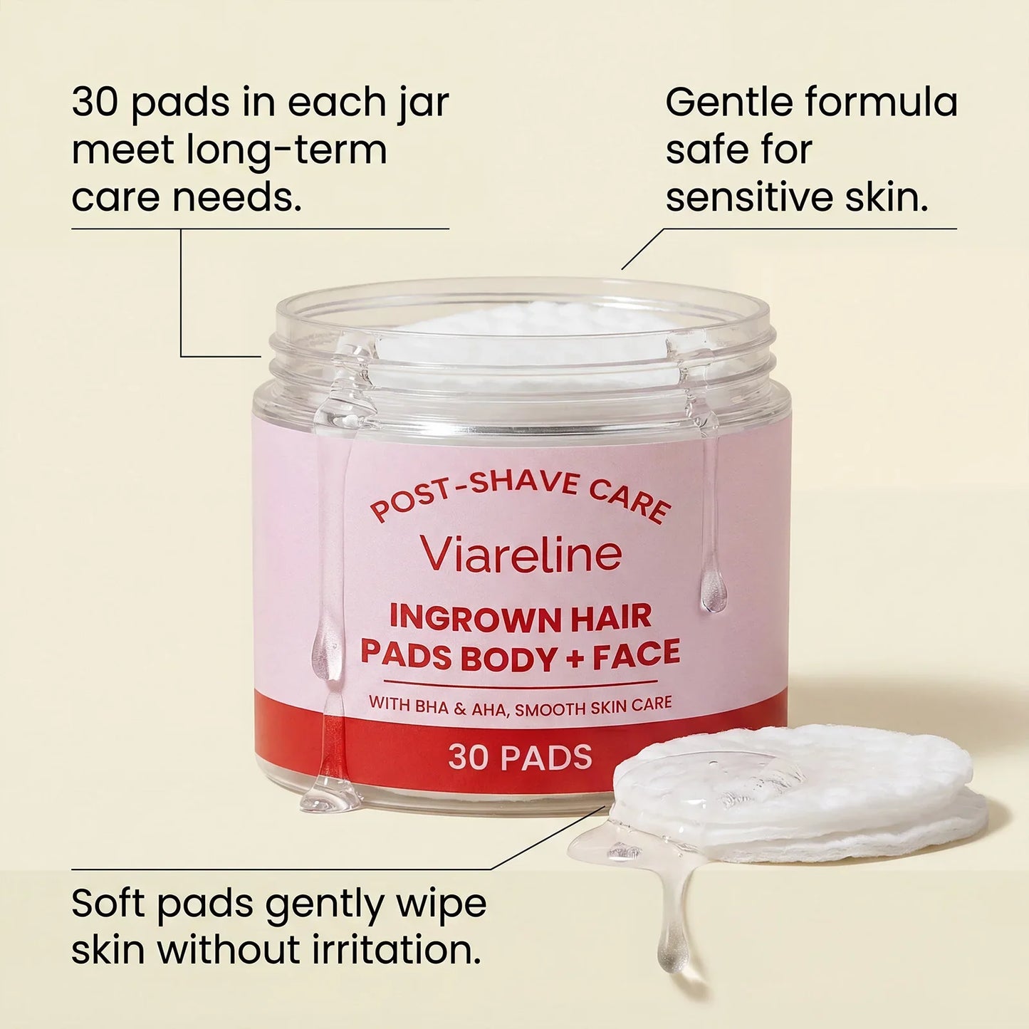 After Shave Toner Pads – Hydrating Anti-Ingrown Hair 30 Pcs