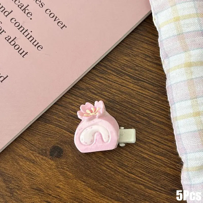 Cherry Blossom Resin Hair Clips Women Girls | 5/6 Pcs Set