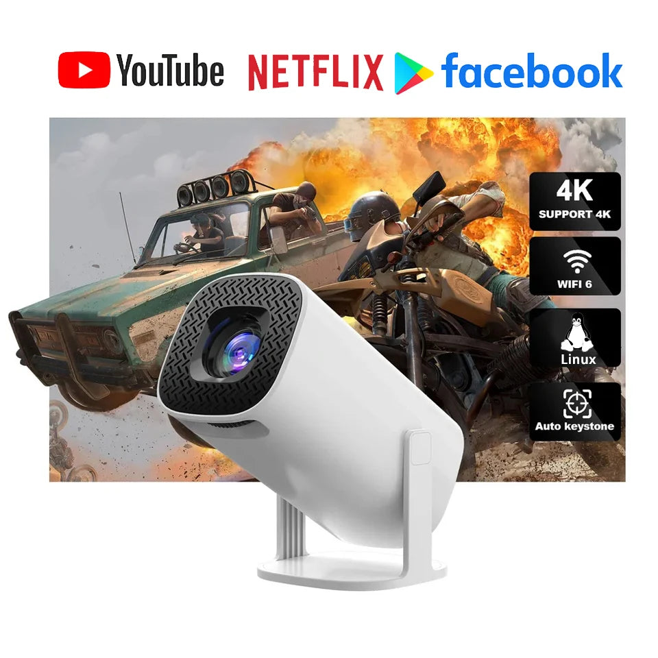 Portable P30PRO Mini Projector Linux System WiFi6 BT 5.0 Support 4K 1280*720P Smart Home Cinema Outdoor Portable Projector 2026 Peaceful Pleasures Health and Wellness C UK Plug