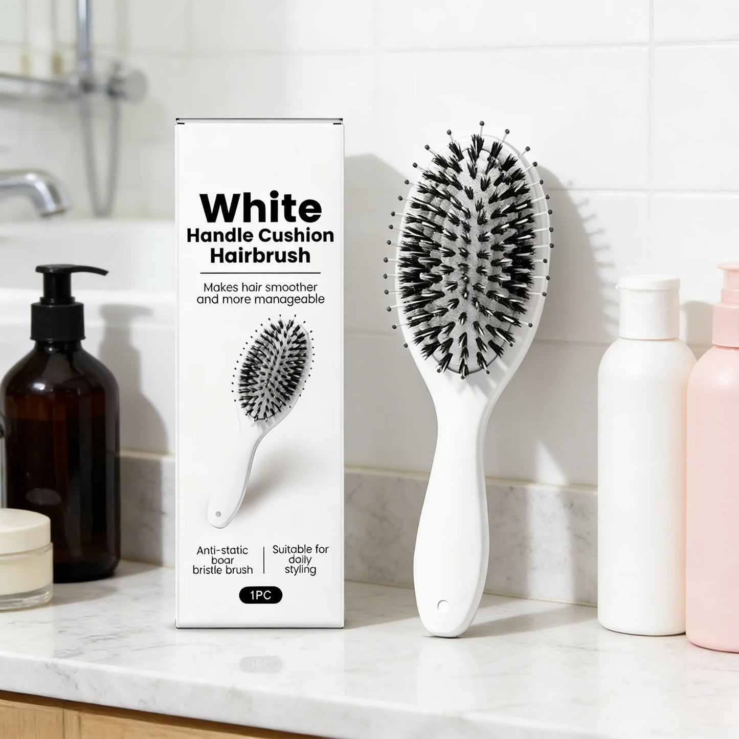 Cushion Hair Brush | Boar Bristle Anti-Frizz Detangler