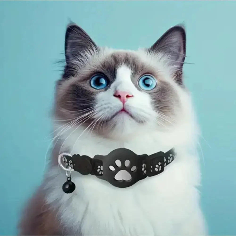 Cat Collar Compatible with Apple Airtag with Bell Adjustable Safety Buckle Reflective GPS Collar for Kittens Puppies Peaceful Pleasures Health and Wellness