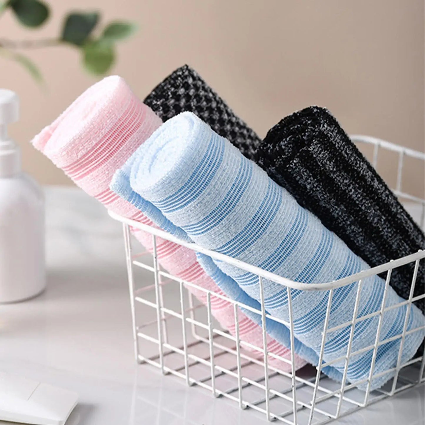 Shower Scrub Towel 4 Pieces Double-Sided Skin Cleansing Towel Back Scrubber For Shower For Skin Cleansing Personal Care Men Peaceful Pleasures Health and Wellness
