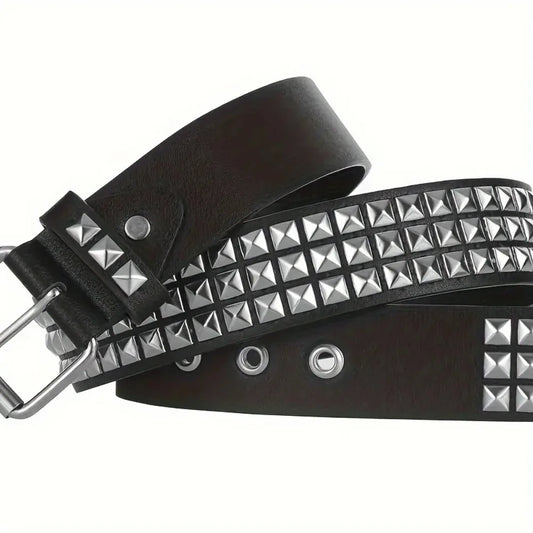 Square Rivet Punk Belt – Unisex PU Leather Jeans Belt Punk Rivet Belt Peaceful Pleasures Health and Wellness