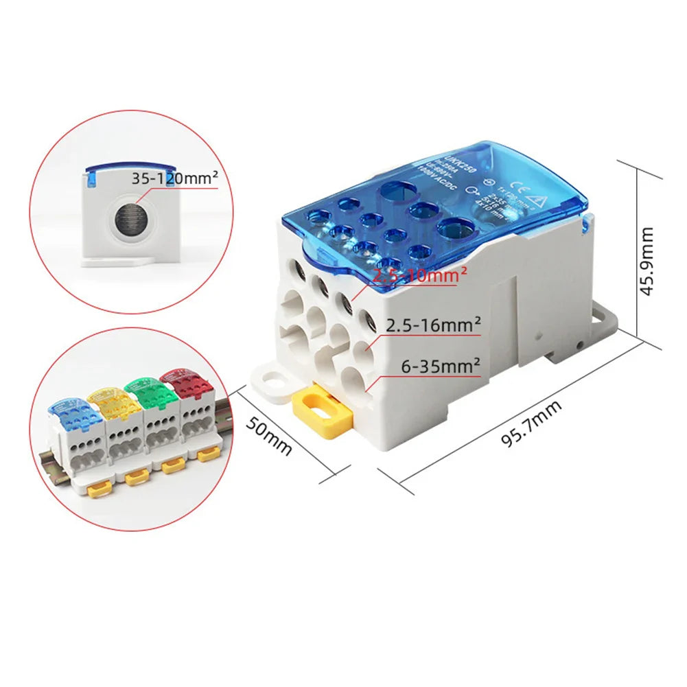 80A–500A DIN Rail Terminal Block Junction Box | Power Connector