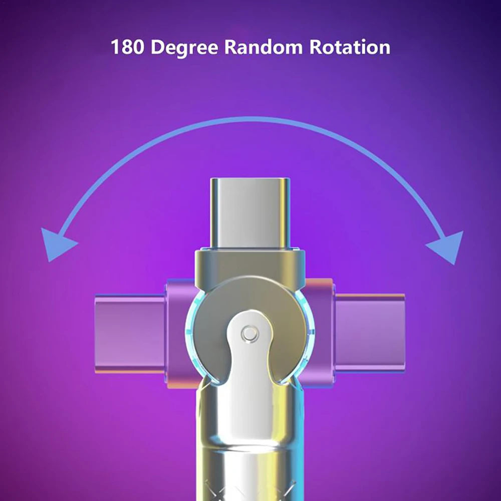 120W USB-C Fast Charging Cable 180° Elbow LED | Samsung Xiaomi
