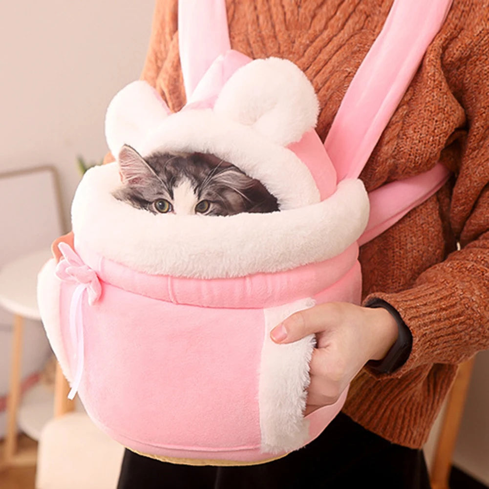 Winter Plush Cat Carrier Backpack | Cozy Travel Bag for Pets