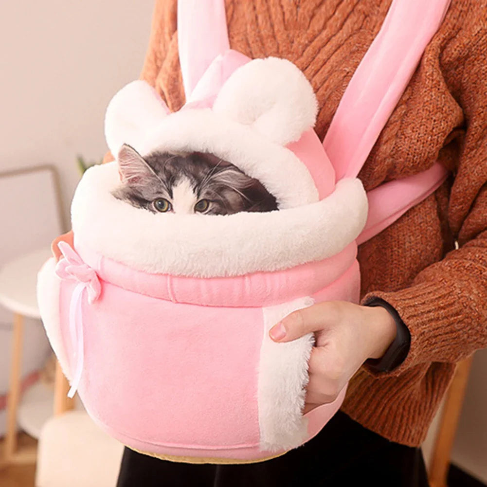 Cozy Plush Cat Carrier Backpack | Warm Travel Bag for Pets