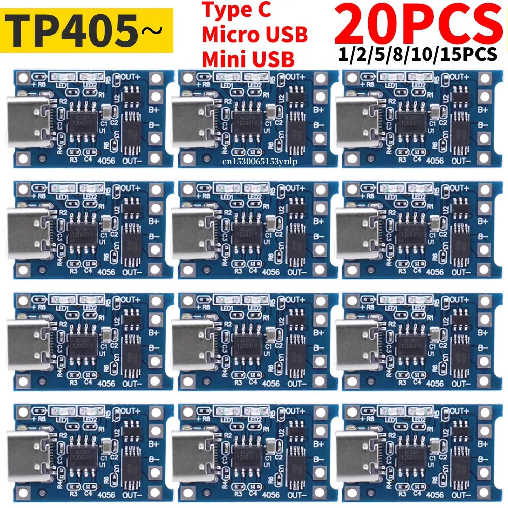 1-20PCS Type-c/Micro/Mini USB 5V 1A 18650 TP405~ Lithium Battery Charger Module Charging Board With Protection Dual Functions 1A Peaceful Pleasures Health and Wellness