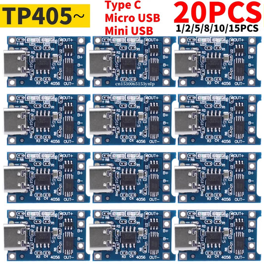 20-1PCS Type-c/Micro/Mini USB 5V 1A 18650 TP405~ Lithium Battery Charger Module Charging Board With Protection Dual Functions 1A Peaceful Pleasures Health and Wellness