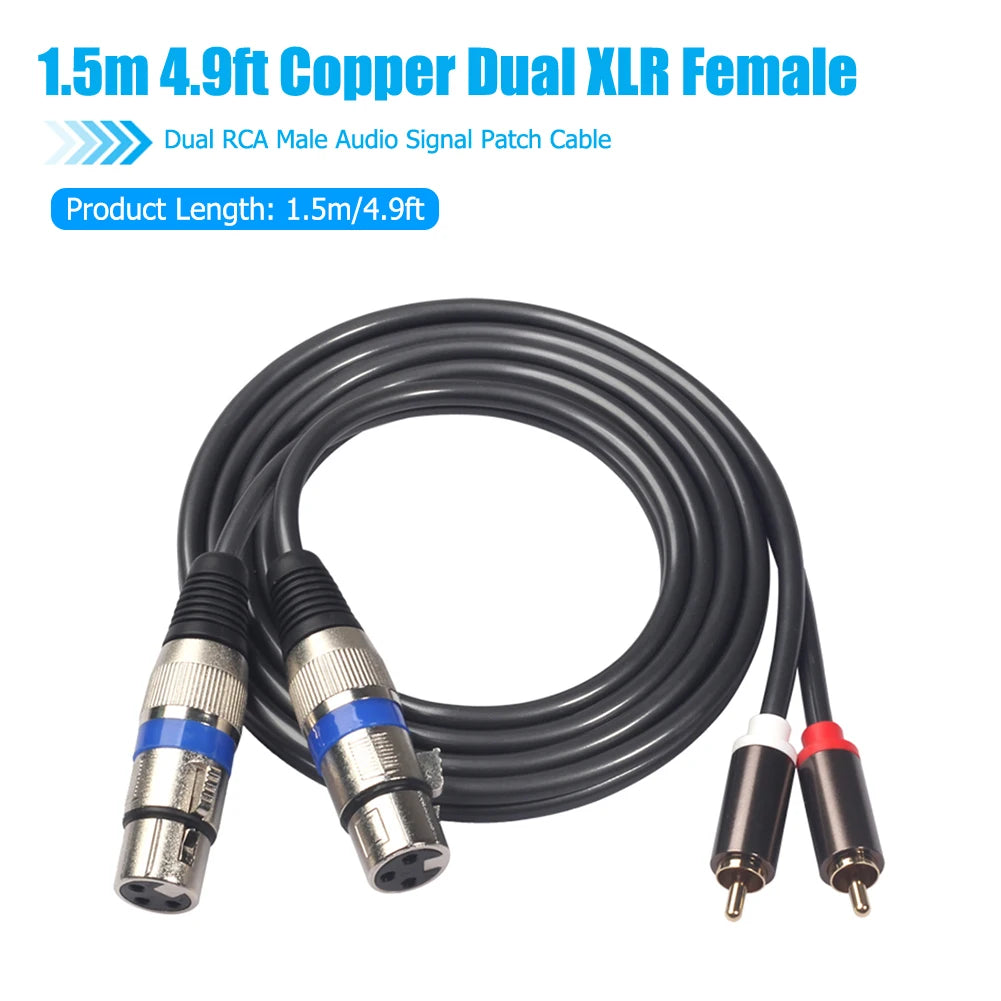 1/2PCS 2RCA To 2XLR Cable Dual XLR Female To Dual RCA Male Audio Cable for Microphone Mixer Amplifier DVD Speaker Microphone ﻿ Peaceful Pleasures Health and Wellness