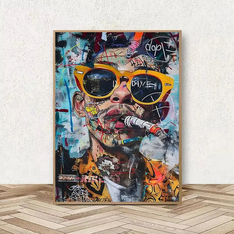 Abstract Graffiti Canvas Wall Art | Colorful Surreal Print