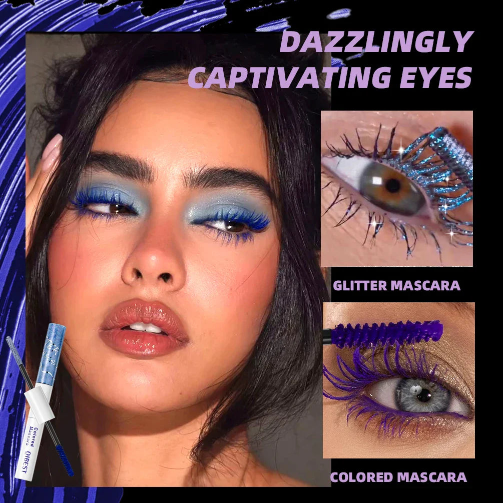 QiBest 2-in-1 Glitter & Color Mascara | Voluminous Lashes