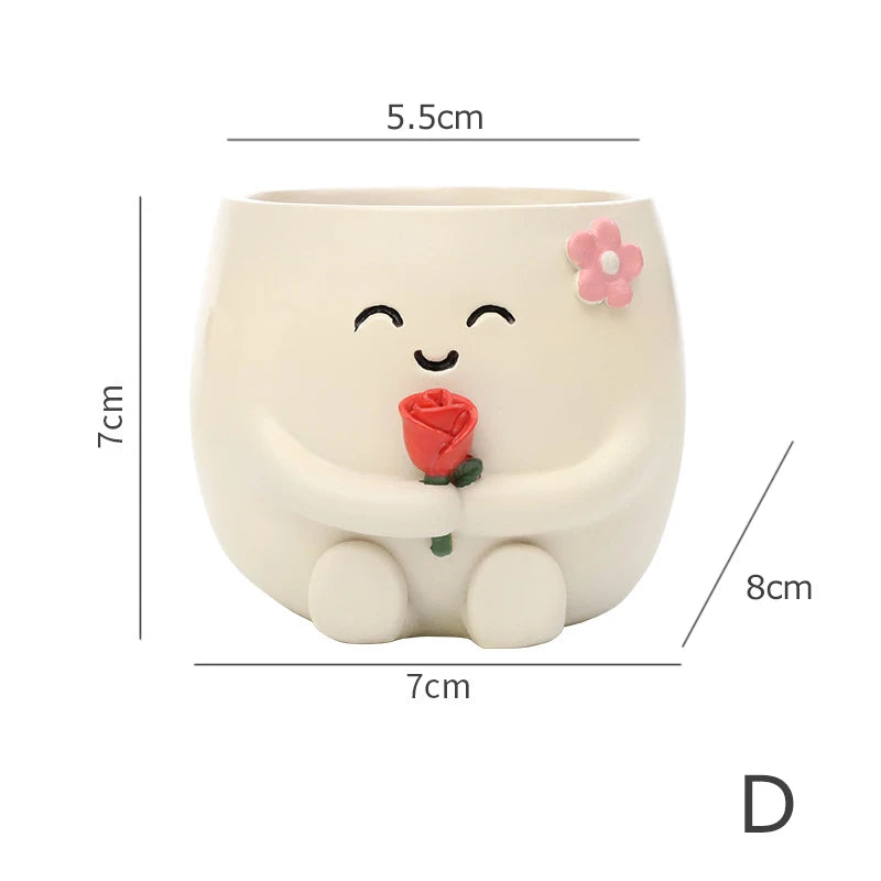 Smiley Face Mini Resin Succulent Planter | Desk & Home Decor