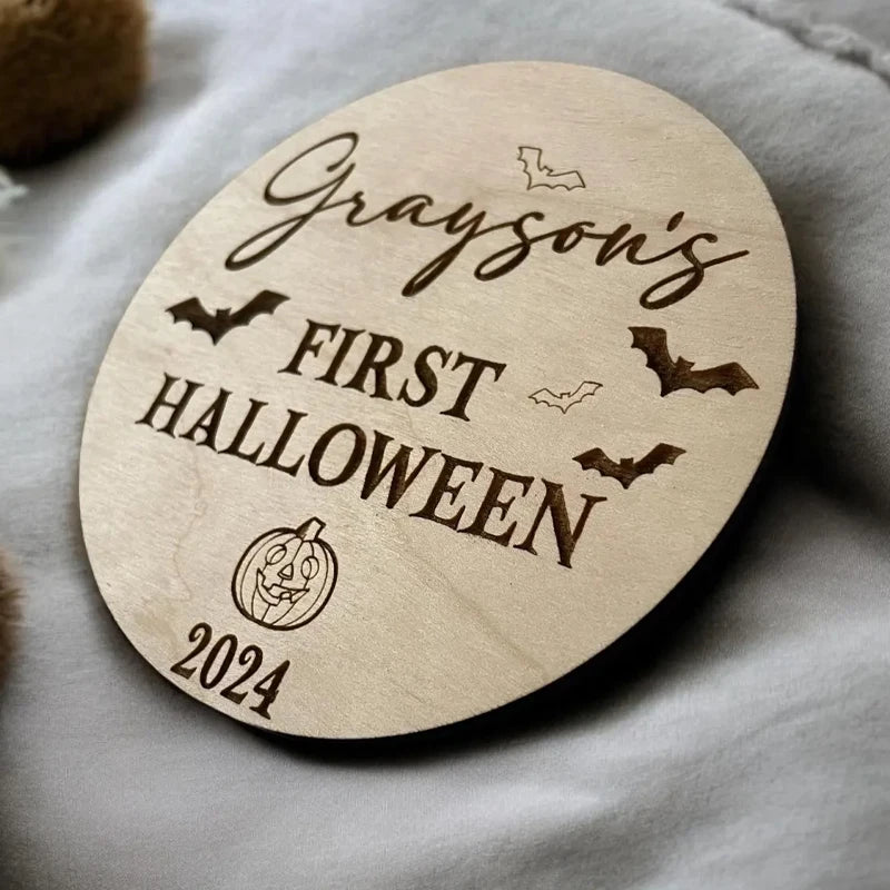 Personalized Baby's First Halloween Wooden Name Plaque Keepsake Personalized Keepsake Plaque Peaceful Pleasures Health and Wellness