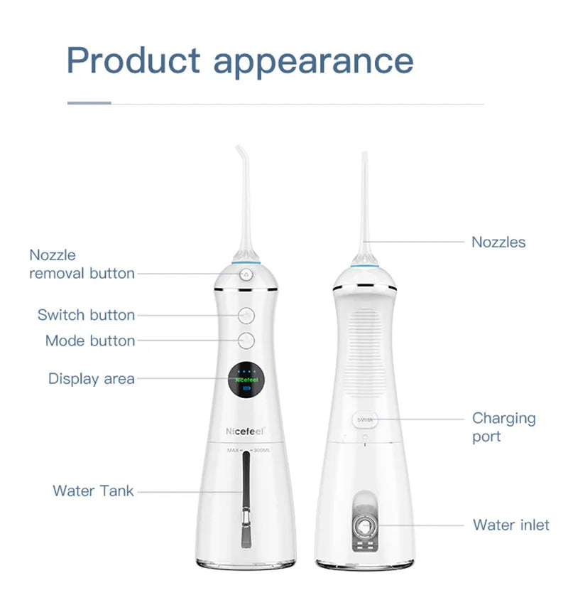 Portable Water Flosser – IPX7, 6 Modes & 5 Nozzle Heads
