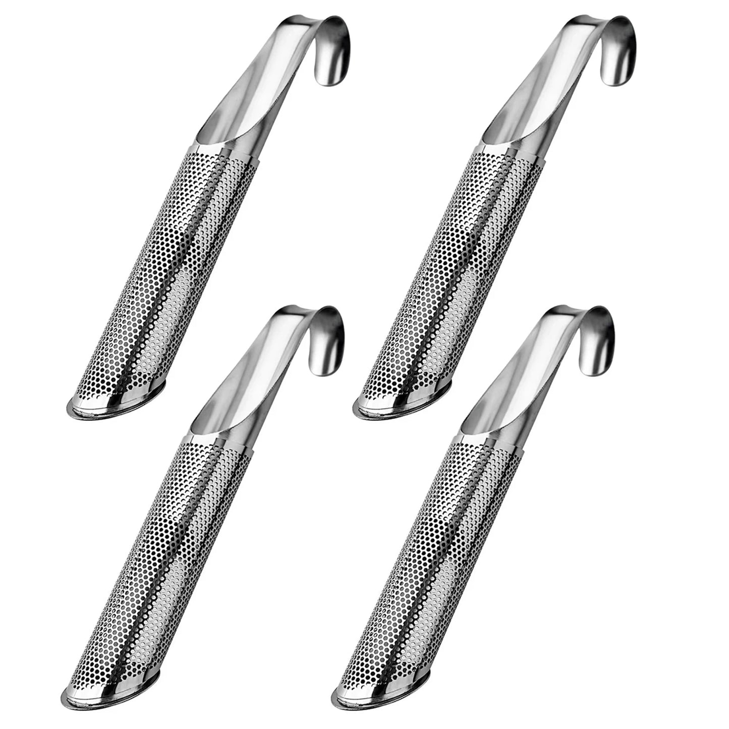 Tea Infuser Tea Strainer Wand Food Grade Curved Handle Tea Diffuser Stainless Steel Hook Tea Infuser For Loose Tea Leaf Coffee Peaceful Pleasures Health and Wellness 4pcs
